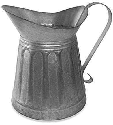 Colonial Tin Works CTW Metal Milk Pitcher Rustic Farmhouse Decor, Steel, 12-inch Height, one size, Galvanized Silver (530042)