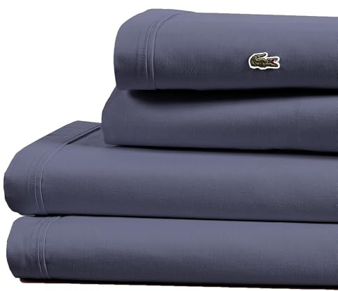 Lacoste Sheet Set, Cotton, Vintage Indigo, Standard King