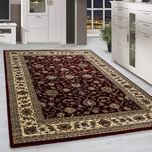 Homebyhome Orientmatta 160x230 cm Röd, Klassiskt Mönstrad, Lättskött och Slitstark, Elegant Matta för Matsal eller Stora Rum
