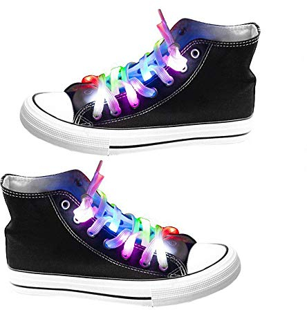 OFKPO 1 par LED nylon blinkande belysning fluorescerande spetsskosnören för fest, dans, hiphop, löpning, dekorationer