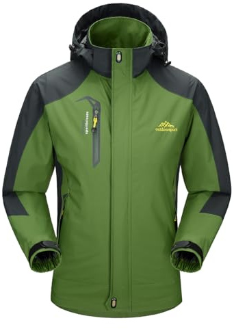 YSENTO Mens Lightweight Waterproof Jacket Windproof Camping Hiking Outdoor Rain Coat with Hood (green,M)