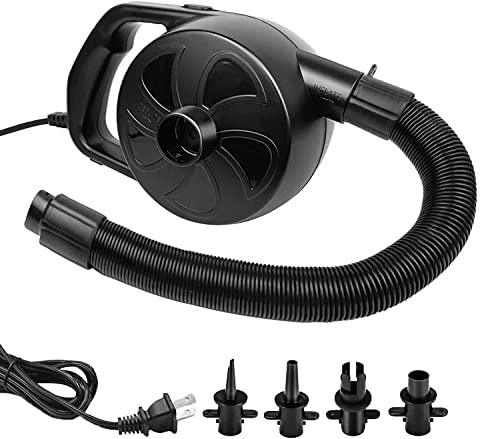 BOMPOW Electric Pump for Inflatables with 4 Nozzles Air Mattress Pump Inflator/Deflator, Queen/King Size Pool Air Pump, Pool Toys, Boat, Raft Pumps 300W