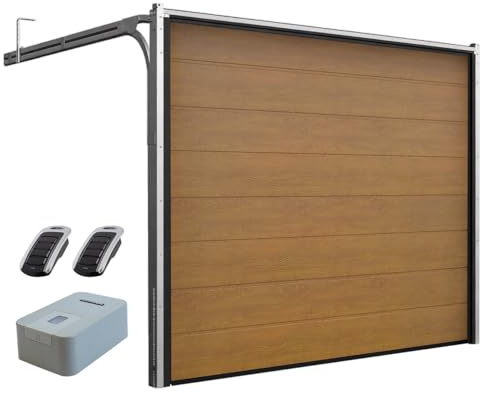 DoorHan Sektional Garagentor mit Antrieb und Handsender | zu Selbstmontage | Größen wählbar | (Golden Oak, Breite 3000 mm x Höhe 2280 mm)