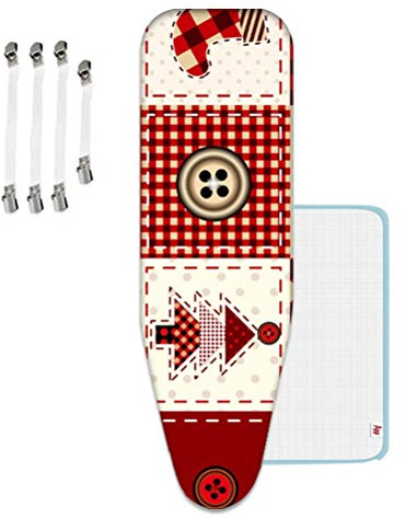 Copriasse da Stiro, Extra Large 155X60 (Adatta per ASSE da Stiro di Lunghezza 145-155cm - Larghezza da 50-60cm) Copriasse da Stiro Extra Spessa con 4 Clip, XXL