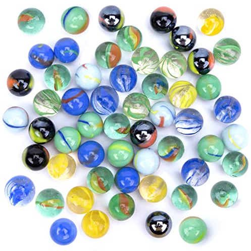 HAKACC 80 Stück Glasmurmeln, 15mm Bunte Murmeln mit Einzigartigen Mustern, Perfekt für Kinderspiele, Deko & DIY-Projekte, Mischfarben