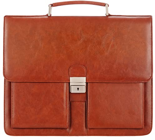 Jack&Chris® Mens New PU Leather Briefcase Messenger Bag Laptop Bag, MBYX015-B (Red)