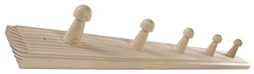 5 Pegs Wooden Door Hooks Coat Rack Hanging Storage Clothes Holder Wall Mounted Hanger | Unpainted & Untreated Plain Pine Wood