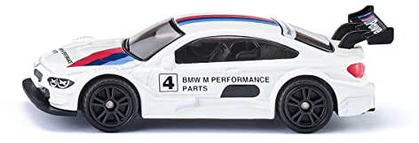 siku 1581, BMW M4 Racing 2016 Sportwagen, Metall/Kunststoff, Weiß/Multicolor, Detailgetreuer Heckflügel, Spielzeugauto für Kinder