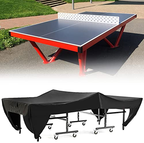 GAESHOW Tischtennisplatte Abdeckung, Oxford Tischtennis Schutzhülle, wasserdichte Tischtennis Abdeckung mit Tasche, Tischtennistisch Abdeckplane für Außen Outdoor und Indoor 280x153x73cm(Schwarz)