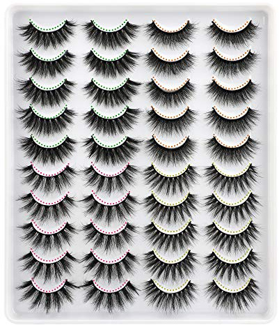 Lanflower Fake Eyelashes Natural Look Dramatic 3D Lashes Pack Faux Mink 20 Pairs 4 Styles