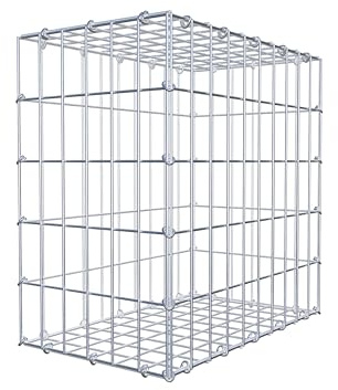 GABIONA Panier à pierre carré - Dimensions des mailles : 5 x 10 cm - Profondeur : 30 cm - Gabion : 50 x 50 x 30 cm (L x H x P) - Anneau en C