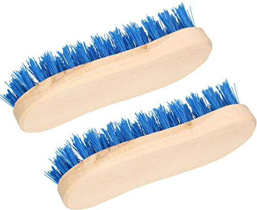 KOTARBAU® 2er Set Scheuerbürste S-Form 180mm Holzgriff mit PVC-Borsten Reinigungsbürste Schrubbbürste für Böden schwerzugängliche Stellen