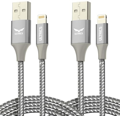 ULTRICS iPhone Ladekabel 2M – Apple MFi zertifiziertes Lightning Kabel, Schnellladekabel, iPhone USB Kabel Kompatibel mit iPhone 14 Pro Max, 13 Pro Max, 12, 11, XS, SE, 8, 7, 6s, iPad, iPod (Silber)
