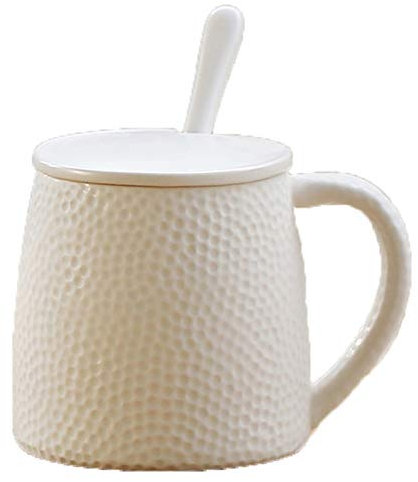 BEDSETS Tasse à thé avec couvercle, tasse à thé en porcelaine avec infuseur, grande tasse à thé en céramique, idéale pour le bureau et la maison, 400 ml (ivoire)