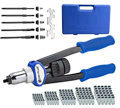 Nietmutternzange Set Nietzange Nietpistole Blindnietzange Set Nietmuttern Pistole Gewinde Setzer Kit mit Rutschfester Gewinde Griff Leicht zu Bedienen mit 150 PCS Nietmuttern