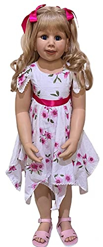 YIHANGG 100CM Vinyl Kleinkind Prinzessin Mädchen Spielzeug Wie Echte 3-jährige Größe Kinderkleidung Modell Verkleiden Sich Reborn Baby Puppe Geburtstagsgeschenk