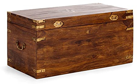 Woodkings® Holztruhe mit Deckel Merlin 69x36x39 Massivholz Palisander Echtholz rustikal Wohnzimmer Flurmöbel Couchtisch Beistelltisch Kiste