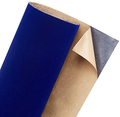 BENECREAT 200 x 40cm Selbstklebendes Samtbeflockungsblatt Dunkelblau Weicher Samt Schubladeneinsatz Für Schmuckschublade Handwerk Stoff, 0.6 mm Dick