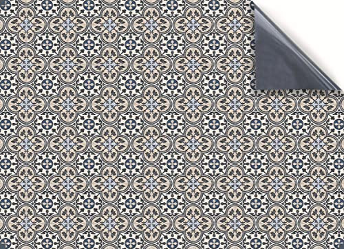 Stick & Go Repositionable Self Adhesive Dolls House Wallpaper 1:12 Scale (1 Sheet) - Vintage Floor Tiles Grey Blue - No. 163