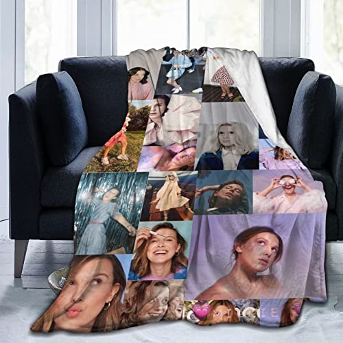 ZQBDFC Millie Bobby Brown Fleece Throw Blanket Ultra Soft Cozy Luxury Fuzzy Blanket for Couch Bed Sofa Lightweight Warm Plush Blankets Bedding for All Season X in Multicolor50*40 inches