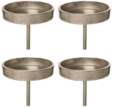 Dio only for you Aluminium Kerzenpick Set mit 4 Stück KERZENHALTER, Kerzenteller, Kerzenstecker, Kerzenständer. Rund 10 cm. Alu. Silber., 76219 (4 Stück)