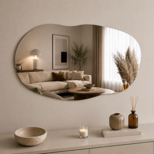 moebel17 Wandspiegel 89 x 52 cm – moderner großer Spiegel, Rahmenlos – dekorativer Wandspiegel für Wohnzimmer, Flur & Schlafzimmer, Spiegel zum Aufhängen, Wand Deko modern