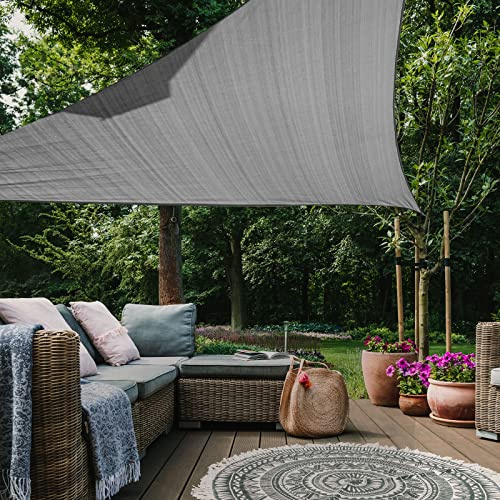 HAIKUS Sonnensegel 4x4x4m Dreieckig, Premium HDPE UV Schutz Sonnenschutz Atmungsaktiv Wetterbeständig für Garten Balkon und Terrasse, inkl Befestigungsseile, Dreieck 4x4x4 Grau