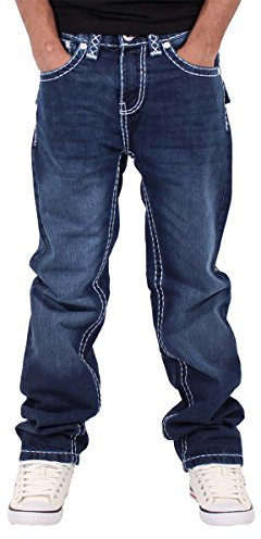 Peviani Jeans gruesos Ricky Stitch Lawrence para hombre, color azul, azul oscuro, 30W x 33L