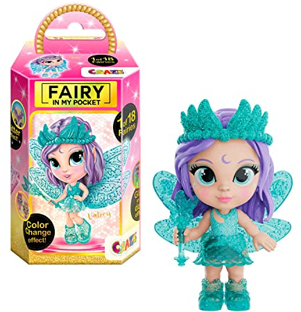 CRAZE Fairy In My Pocket | Fee Puppe mit Flügel, Fee Spielzeug zum Sammeln mit Spezialeffekten wie Glitzer, Leuchten im Dunkeln und Farbwechsel