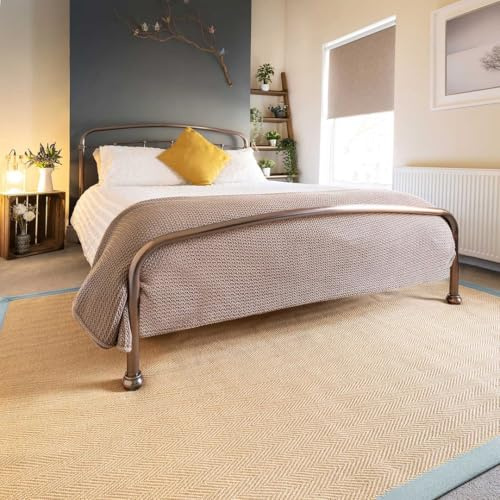 Natural Sustainable Herringbone Jute Area Rug Soft Durable Flatweave Mat Sisal Living Room Entrance Kitchen Hallway Carpet Rugs 120cm x 170cm