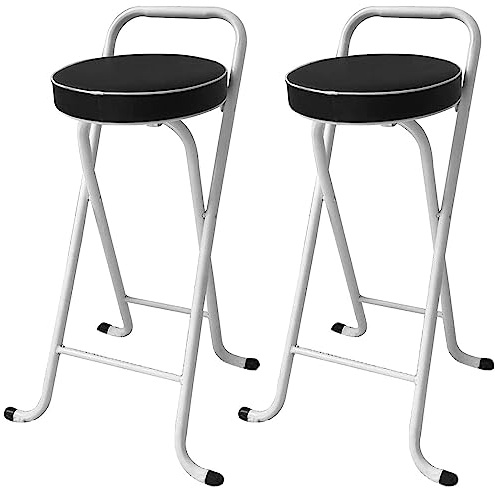 Sgabello da Bar Pieghevole Imbottito Compatto Rotondo, Sgabello Pieghevole per Colazione Alto per Cucina Sala da Pranzo Ufficio, Altezza Seduta: 65cm/75cm (Color : Mixed 2PCS, Size : 30inch(75cm))