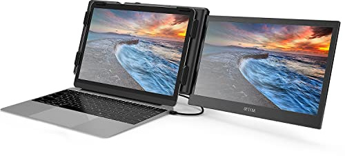 BQAA P1 Plus Portable Dual Monitor for Laptop, Laptop Screen Extension, Dual Monitor Extension, FHD 1080P IPS Mobile Display, 2 Type-C/HDMI, for Windows Mac 13.3-16.5 inch Notebook Computer