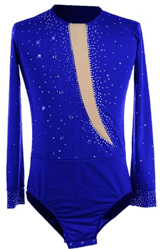 CuLtp VêTements Patinage Artistique pour GarçOns Et Hommes, Chemise en Strass Brillant Costume CompéTition Performance, VêTements Patinage Artistique Justaucorps Gentleman éLéGant