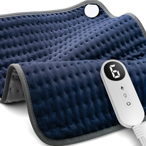 Blue Elf Heating Pad for Back/Neck/Shoulder Pain Relief and Cramps,XXL Electric Heating Pads with 6 Heat Settings, Auto Off, Moist Heat, Machine Washable, 20x24 Heated Pad-Gifts for Men,Women