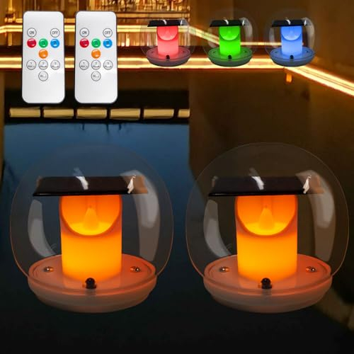 TGKYK - Lámpara flotante para piscina solar, 2 piezas, multicolor, lámpara de piscina LED, impermeable, con mando a distancia, IP67, luz de piscina, exterior, recargable, bola luminosa para piscina,