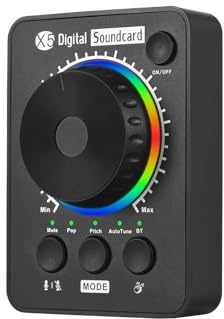 summina Tarjeta de Sonido Externa Tarjeta de Sonido de Transmisión en Vivo Tarjeta de Sonido de Transmisión en Vivo de Escritorio Profesional para PC Teléfonos Portátiles Admite Entrada de Música BT