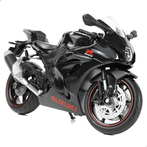 Risopen Motorrad Spielzeug für Kinder 1:12, Legierung Mini Motorcycle Modell Kompatibel für Suzuki GSX R1000R Motorrad Miniatur Nachbildung Geburtstag Geschenke für Motorradmodell Fans -Black