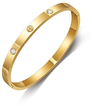 GILIEYER Edelstahl Armband - Klee, Liebe und Freundschaft, Cubic Zirkonia Kreuz, Fashion Mode (19, Kreuz-Gold)