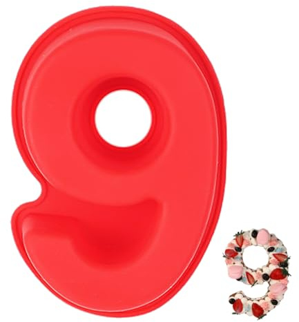 YXHZVON Stampo Torta Numero 9, Stampi con Forme Particolari in Silicone, Grande Stampo per 3D Torta, Stampi Numeri Grandi per Compleanno Matrimonio Feste