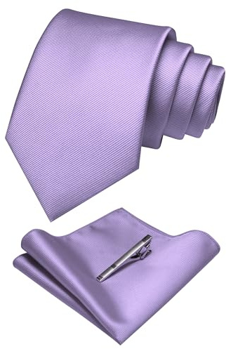 JEMYGINS Herren Hochzeit Krawatten und Einstecktuch krawattenklammer Set einfarbig