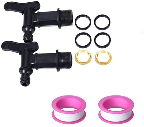 2 Pcs Brass Nut Tap Kit - 3/4 Water Butt Replacement Tap, Plastic Snap-Fit Hosepipe Water Connectors for Home Garden Rain Barrels