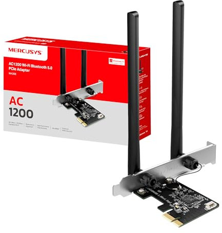Mercusys TP-Link MA30E Adattatore PCIe Dual Band Wi-Fi AC1200Mbps, Bluetooth 5.0, Due Antenne ad Alte Prestazioni, MU-MIMO, WPA3, Windows 11/10