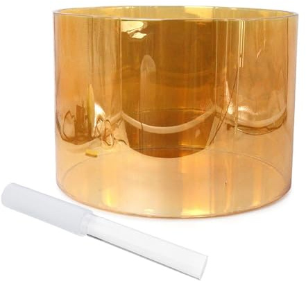 Ciotola tibetana di cristallo Alchemy da 6 pollici arancione, ciotola sonora, regalo for meditazione yoga e guarigione sonora, con percussore acrilico gratuito e anello di tenuta(G Note)