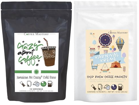 Coffee Masters Everyday Flavor Favorites Cold Brew Coffee Sampler - Jamaican Me Crazy and Karnival Kreme 10 Pack Cold Brew Packets