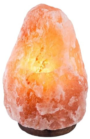 Meridiana® Lampada di Sale Rosa Himalayano 100% Puro e Naturale (1-2KG)- lampada sale Completamente Naturale e Realizzata a Mano con Base in Legno