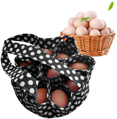 WJnflQN Eierkörbe für frische Eier, Eierbeutel | Eierkorb zum Sammeln frischer Eier mit 9 Beuteln,Eiersammler, Aufbewahrungsbehälter für frische Eier, Hühnereierhalter für Hühner, Hühner, Enteneier,