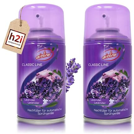 h2i Classic Line Duftspray | Lavendel | 2 Stück | 250 ml | Geruchsneutralisierer Lufterfrischer Raumduftspray Duftsprüher Raumduft-Nachfüller für automatische Duftspender
