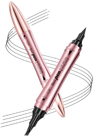 OUDQFCJ Cejas 2en1, Microblading, Líquido, Resistente al Agua, Sudor y Manchas, Duración, Eyeliner, perfilador, rotulador, pelo a pelo, Crea Cejas Natural (Marrón Oscuro)