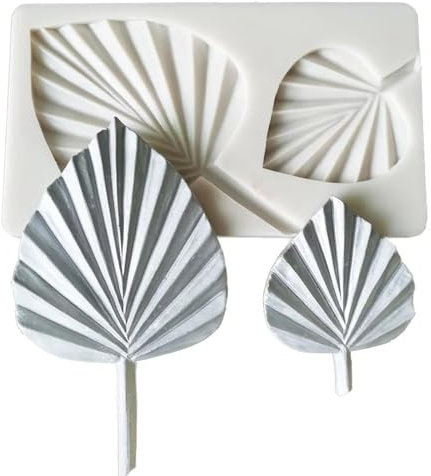 Kit de moldes de silicona, abanicos de lanza de palma 3D, molde de silicona, hoja de tortuga, hecho a mano, fondant, chocolate, decoración de pasteles, herramientas de hornear, molde de resina de