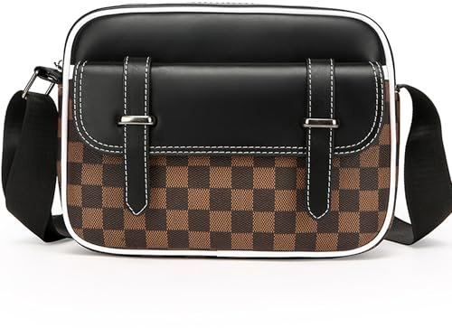 ibalulu Umhängetasche Herren PU Leder Schultertasche, Vintage Crossbody Bag Handtaschen Herren Wasserdicht & Leichte mit Mehreren Fächern Messenger Bag für Büro, Reisen und Alltag